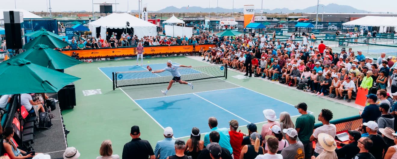 Jack Sock and Cason Campbell playing pickleball singles.
