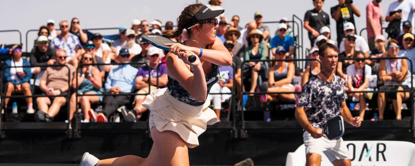 Jorja Johnson and JW Johnson competing in mixed doubles at the CIBC Texas Open presented by Fasenra.
