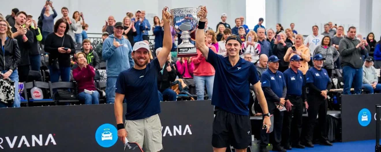 Thomas Wilson and Christian Alshon celebrating their doubles championship in Minnesota.