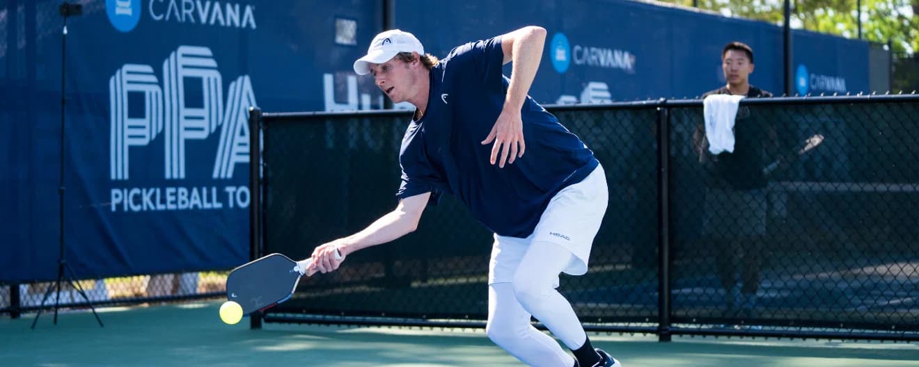 Roscoe Bellamy hits a pickleball forehand.