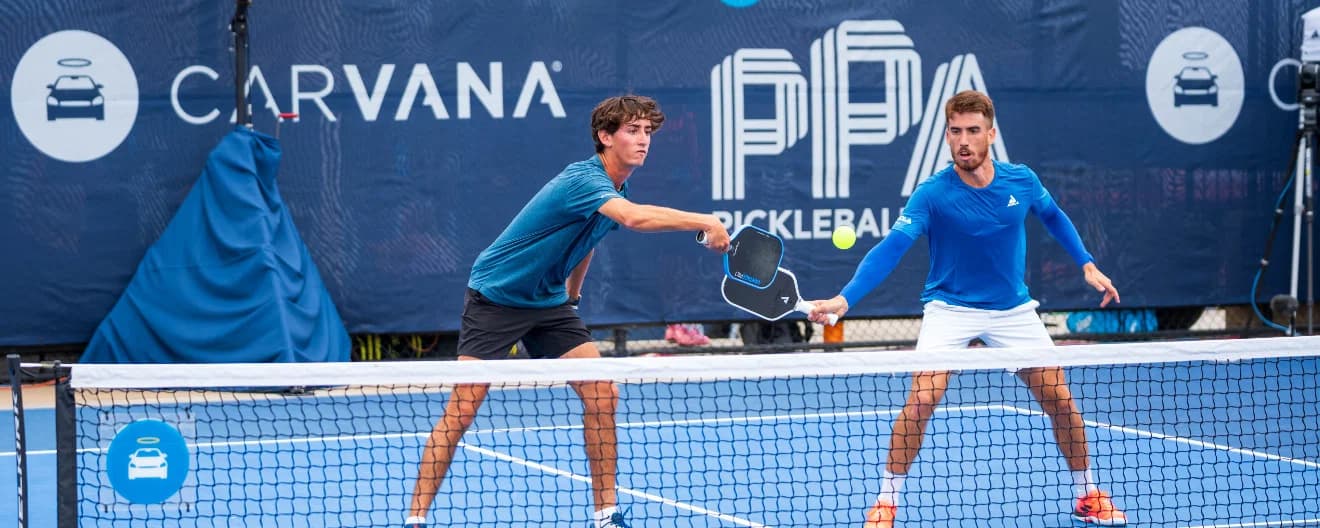 Gabriel Tardio and Federico Staksrud competing at the Selkirk Kansas City Open.