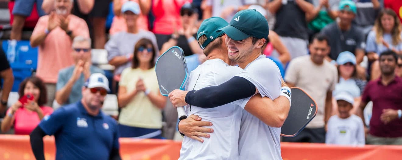 Ben and Collin Johns celebrate their victory at the CIBC Atlanta Slam presented by Vizzy.