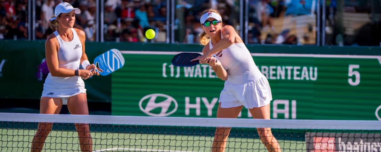 Catherine Parenteau and Anna Leigh Waters competing at The Masters in 2024.